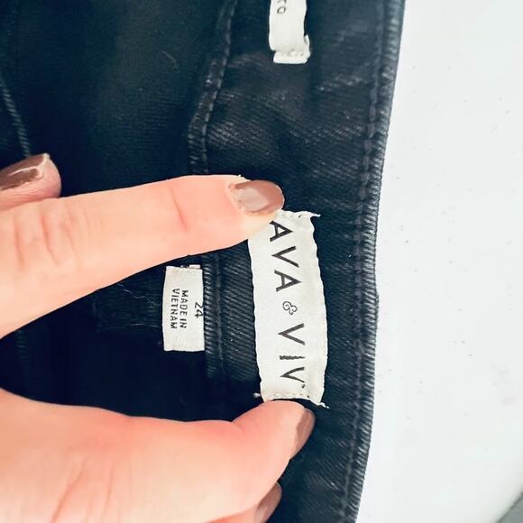 Ava & Viv Womens Jeans Plus 24 High Rise Relaxed Flared Stretch Denim Black - Picture 5 of 11